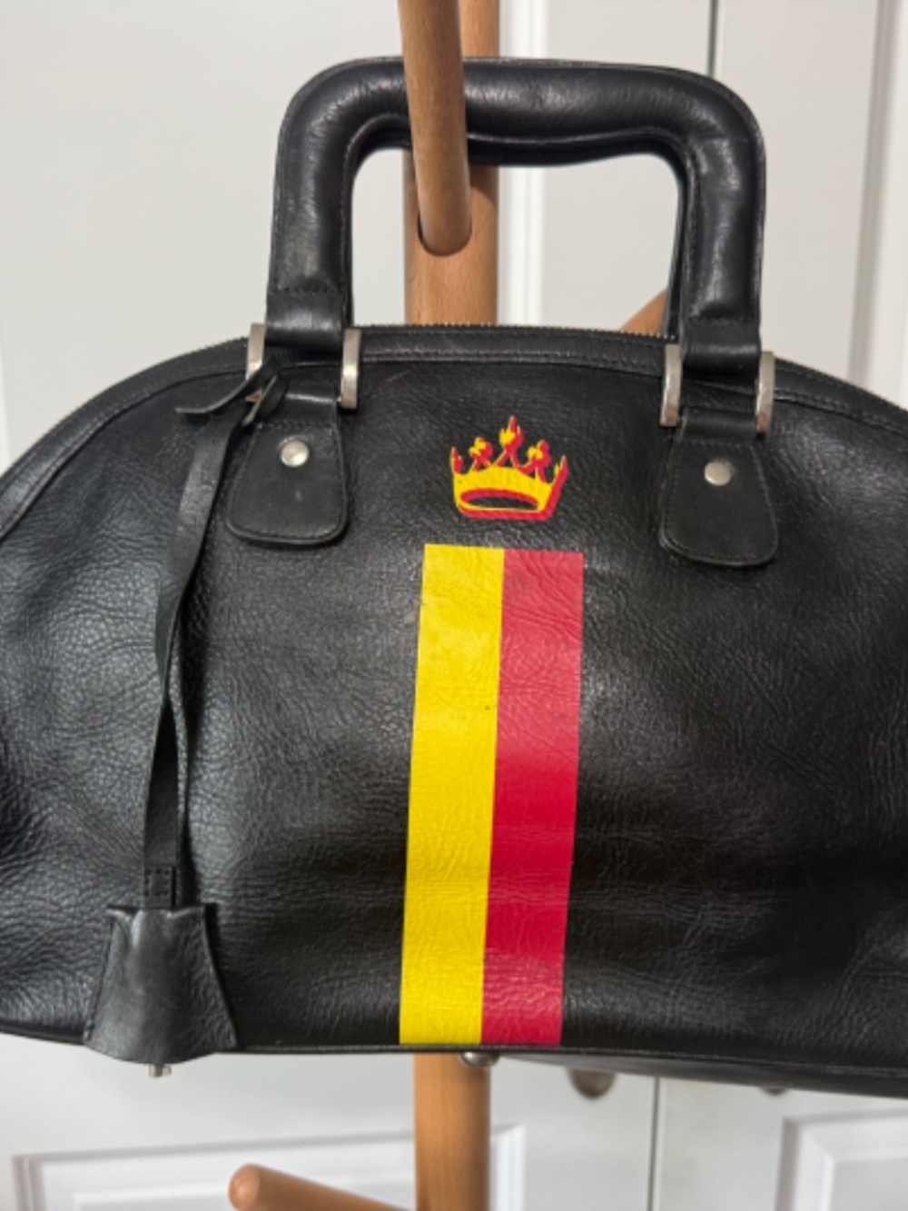 Rare Jana Feifer Love Luggage Joint Black Leather Belgium Flag Doctor